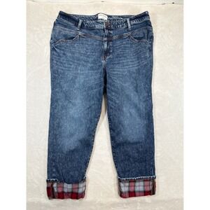 Lane Bryant Boyfriend Jeans Womens Plus 16‎ Short Denim Mid-Rise Plaid Cuff